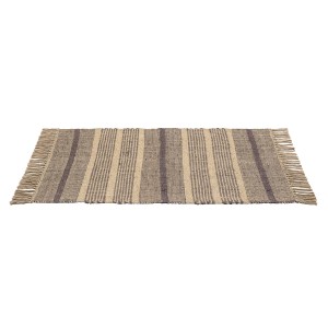 Rechteckige Wenko Badematte Sambu, 50x80 cm, grau-beige gestreift mit Fransen.