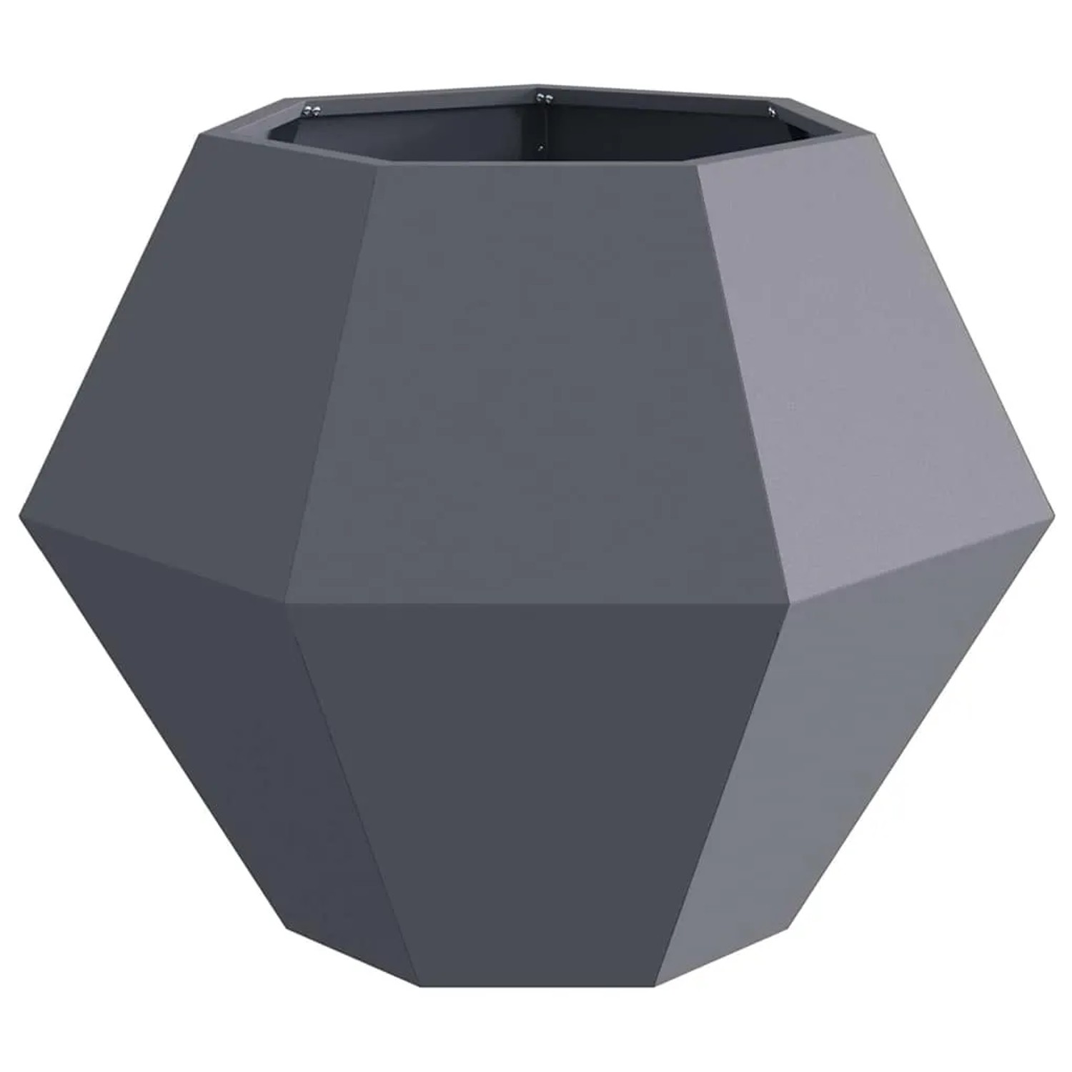 Facettierter vidaXL Pflanzkübel aus anthrazitfarbenem Stahl. Moderner, geometrischer Blumenkübel.