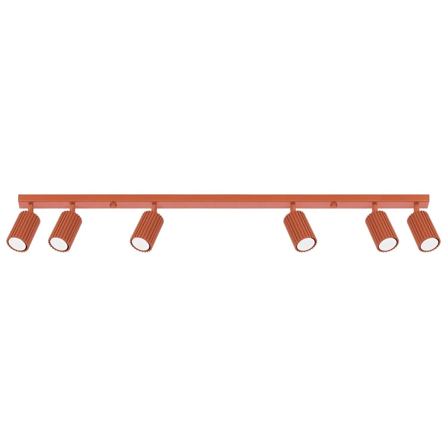 Licht-Erlebnisse Strahler Länglich 117 CM Breit Aluminium GU10 6-Flammig Ockerrot Modern