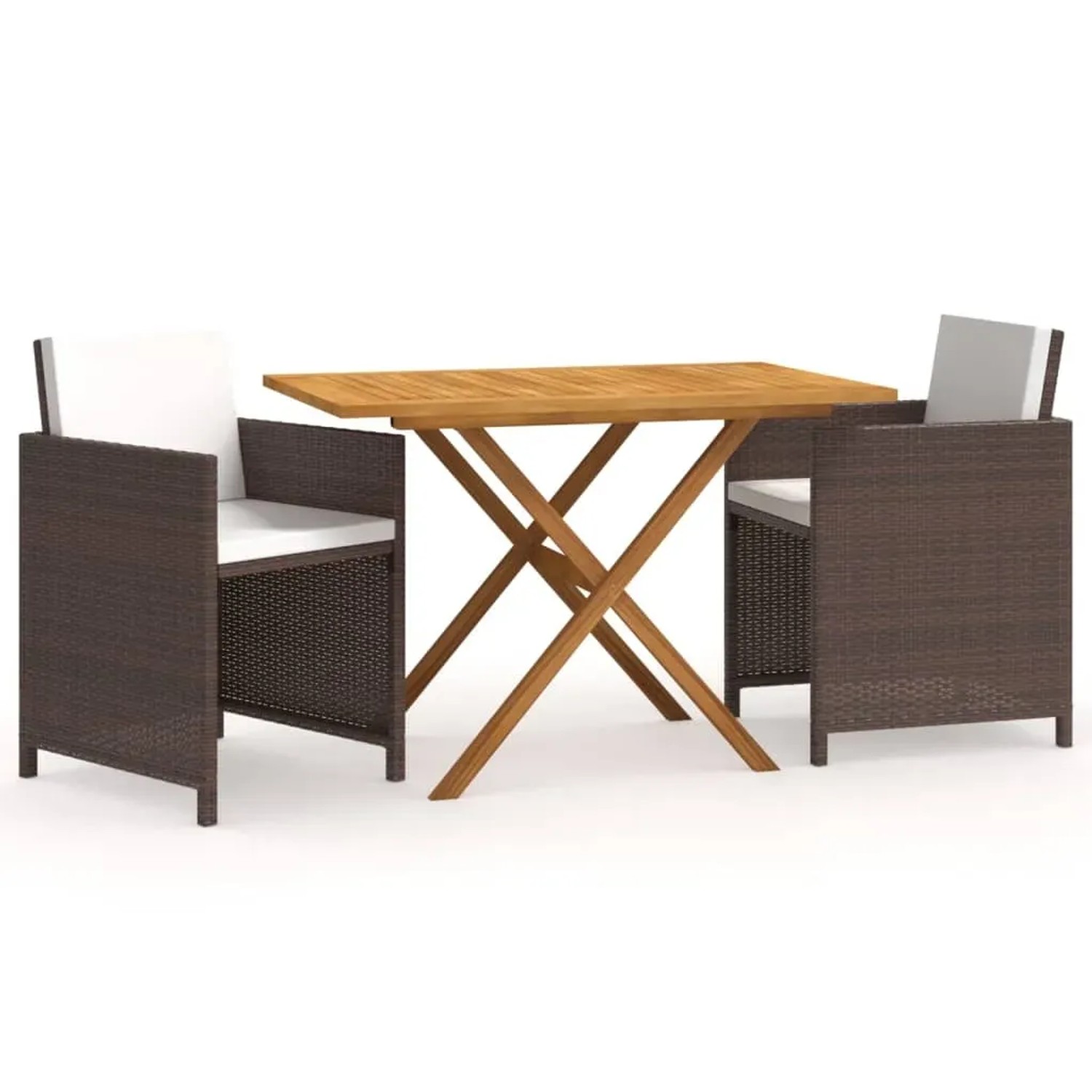 vidaXL 3-Tlg Garten-Essgruppe mit Kissen Braun 3094299
