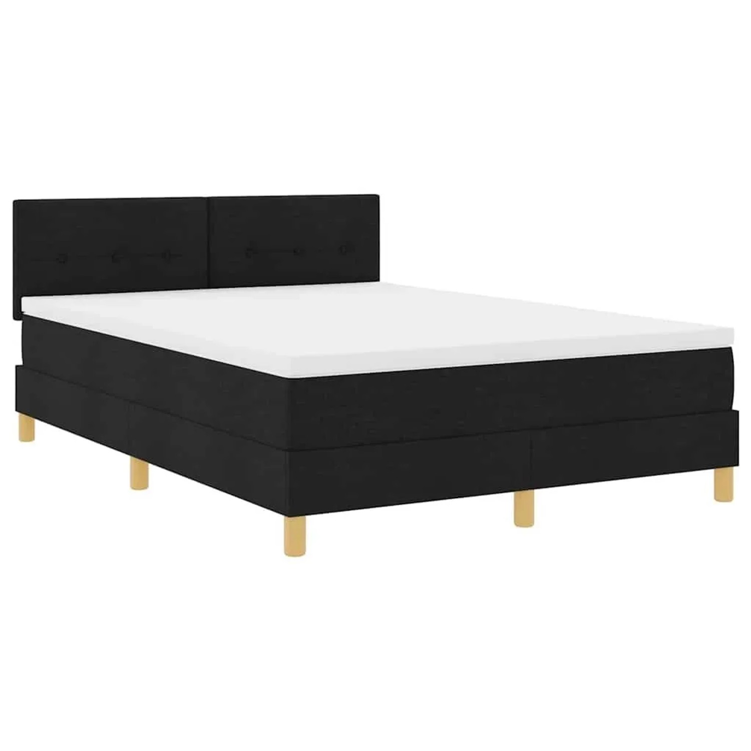 vidaXL LED Boxspringbett mit Matratze Schwarz 140 x 190 cm Stoff 3342438