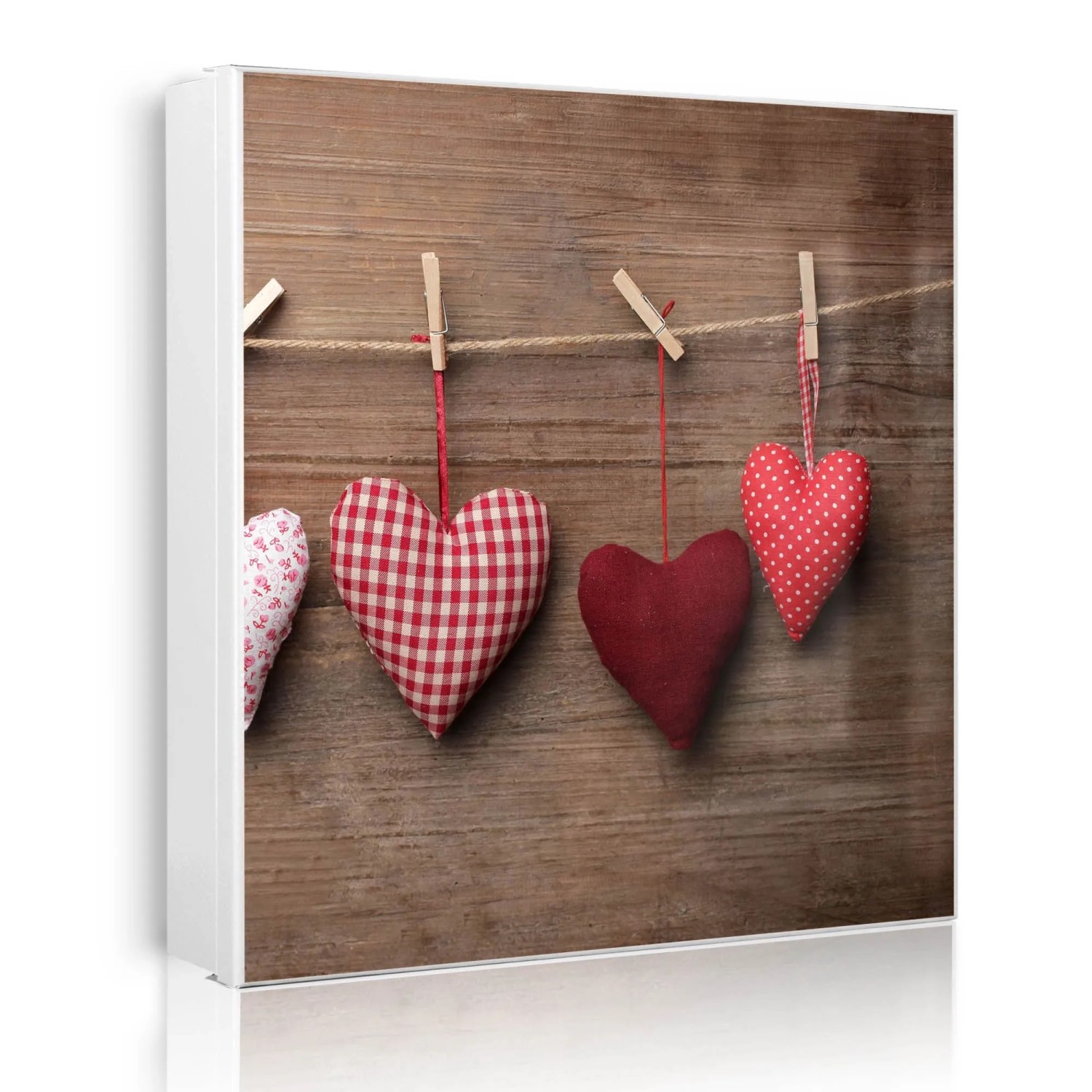 Banjado Großer Schlüsselkasten Metall 30x30cm Weiß Scharnier Links 50 Haken Beschreibbar Magnetisch Motiv Herzen