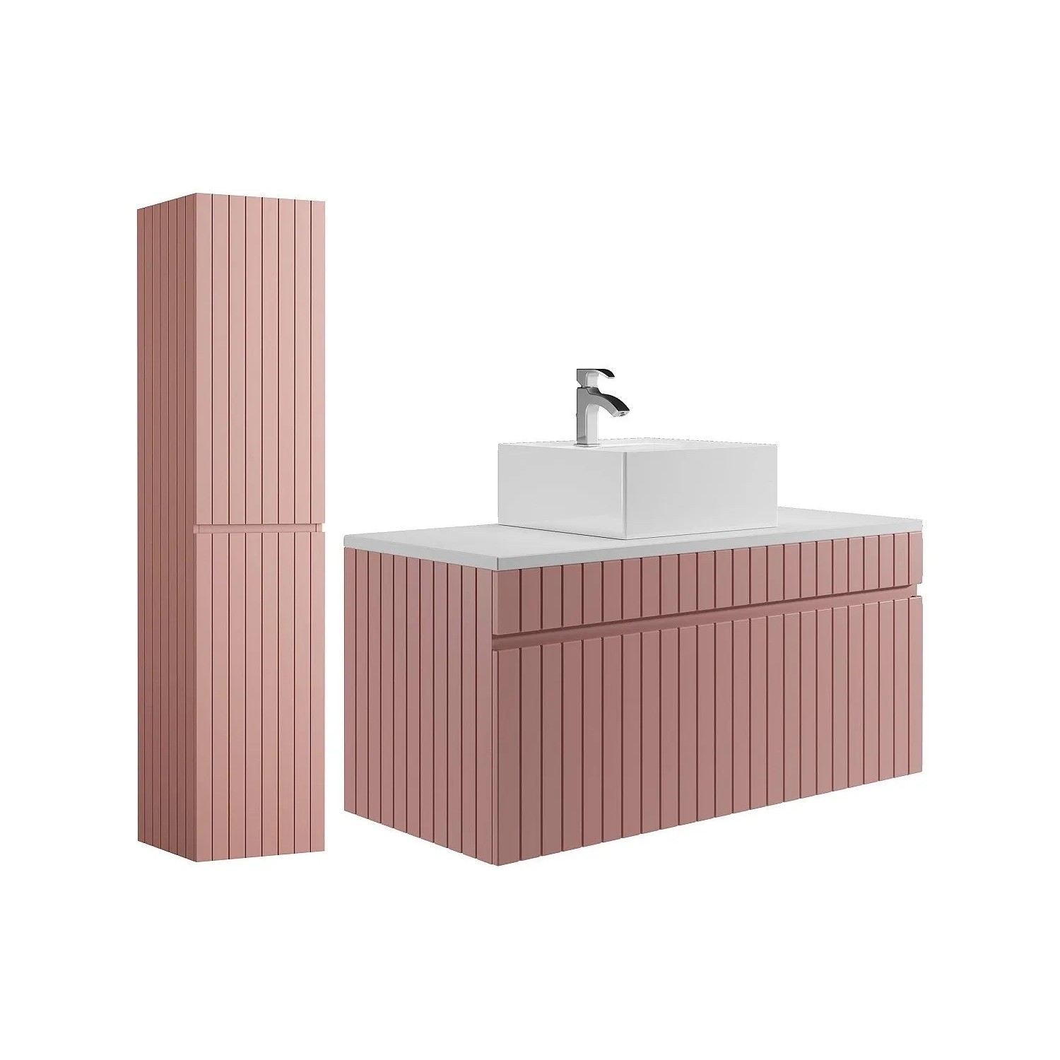 Vente-unique Badmöbel-Set Satara Puderrosa 100 cm