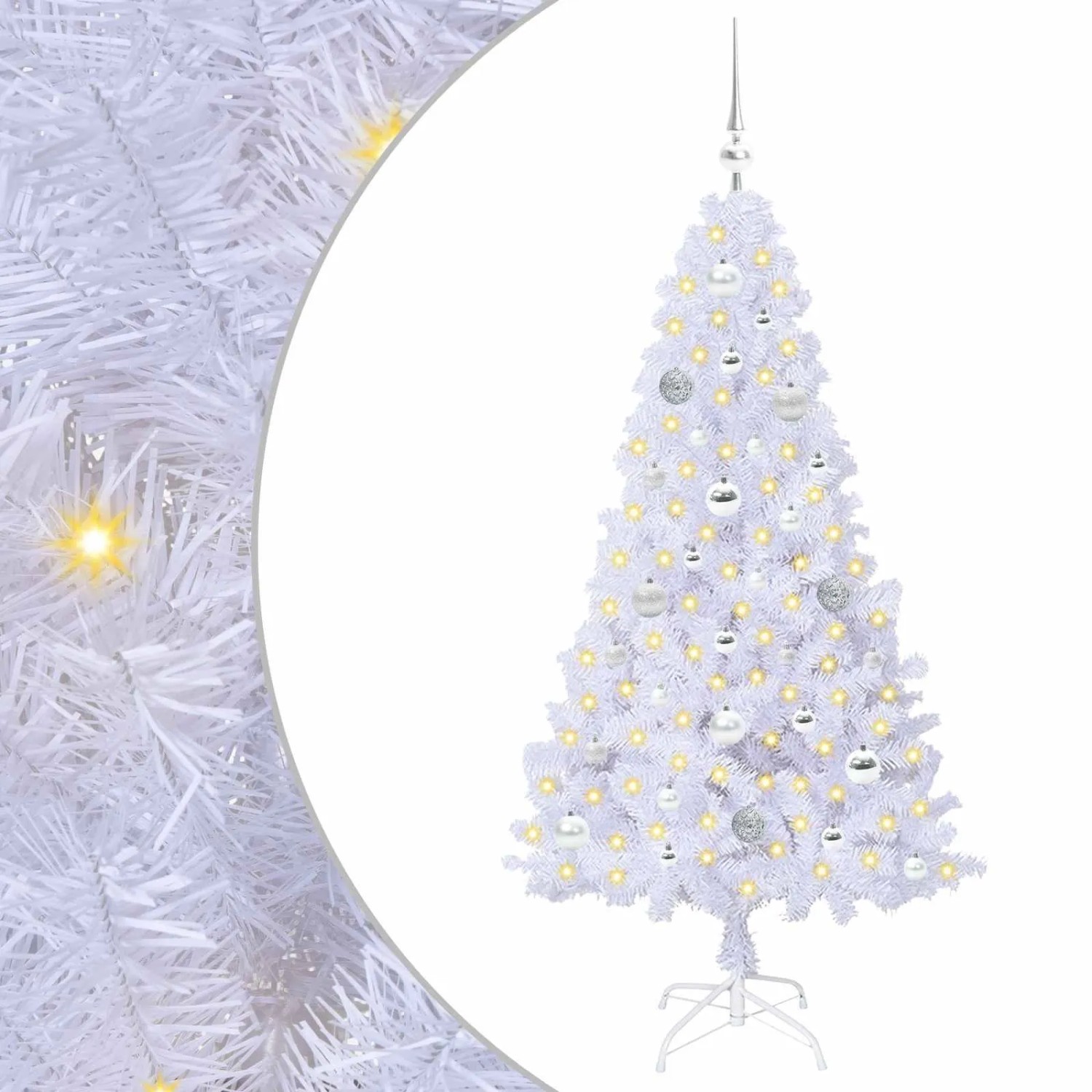 vidaXL Künstlicher Weihnachtsbaum Weiß 150 cm PVC und Stahl 3426763