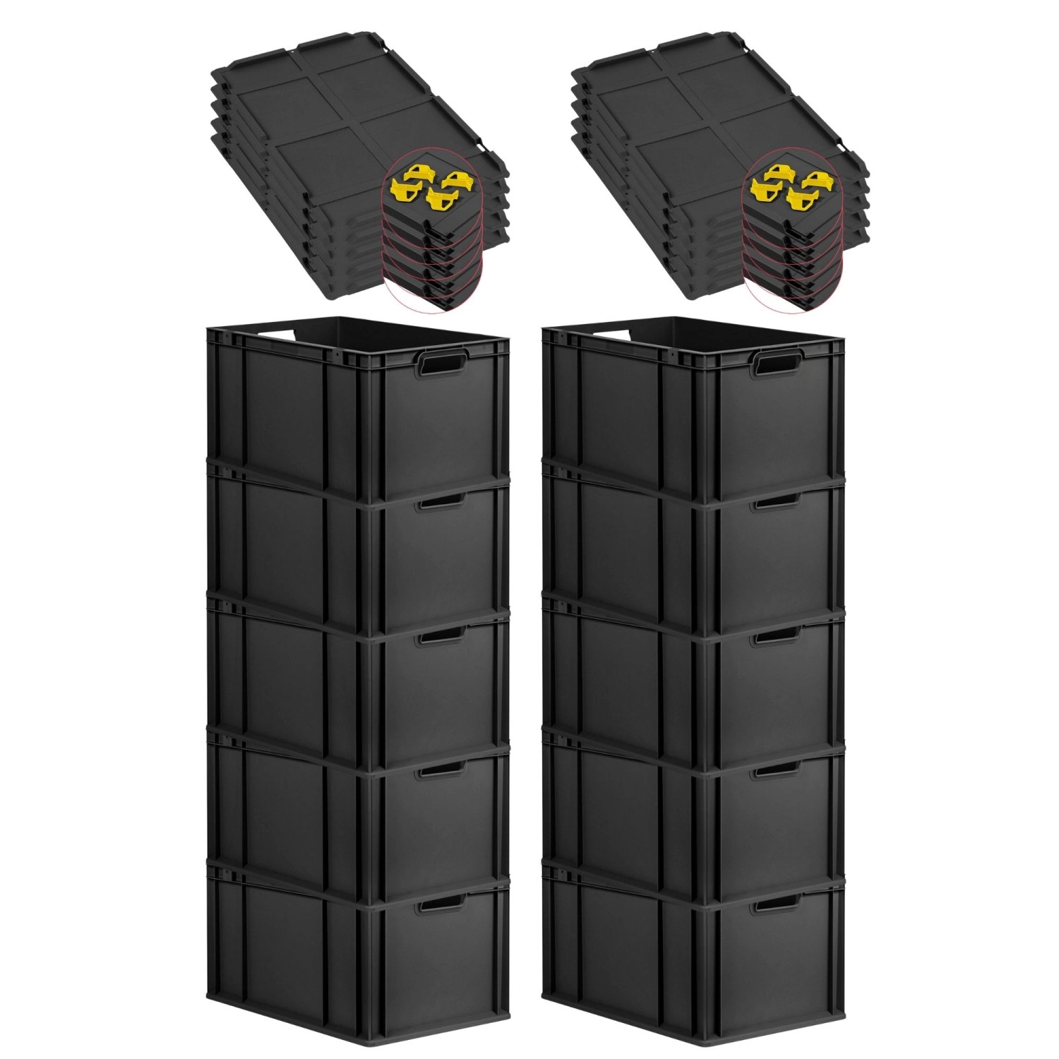 PROREGAL SparSet 10x Eurobox Nextgen Grip Mit Auflagedeckel Und Gelben Vers günstig online kaufen