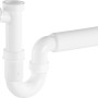 Weißer Röhrensiphon (G 1 1/2) Ø 47,8 mm für Spüle, aus Kunststoff, zur Geruchsvermeidung im Abwassersystem.