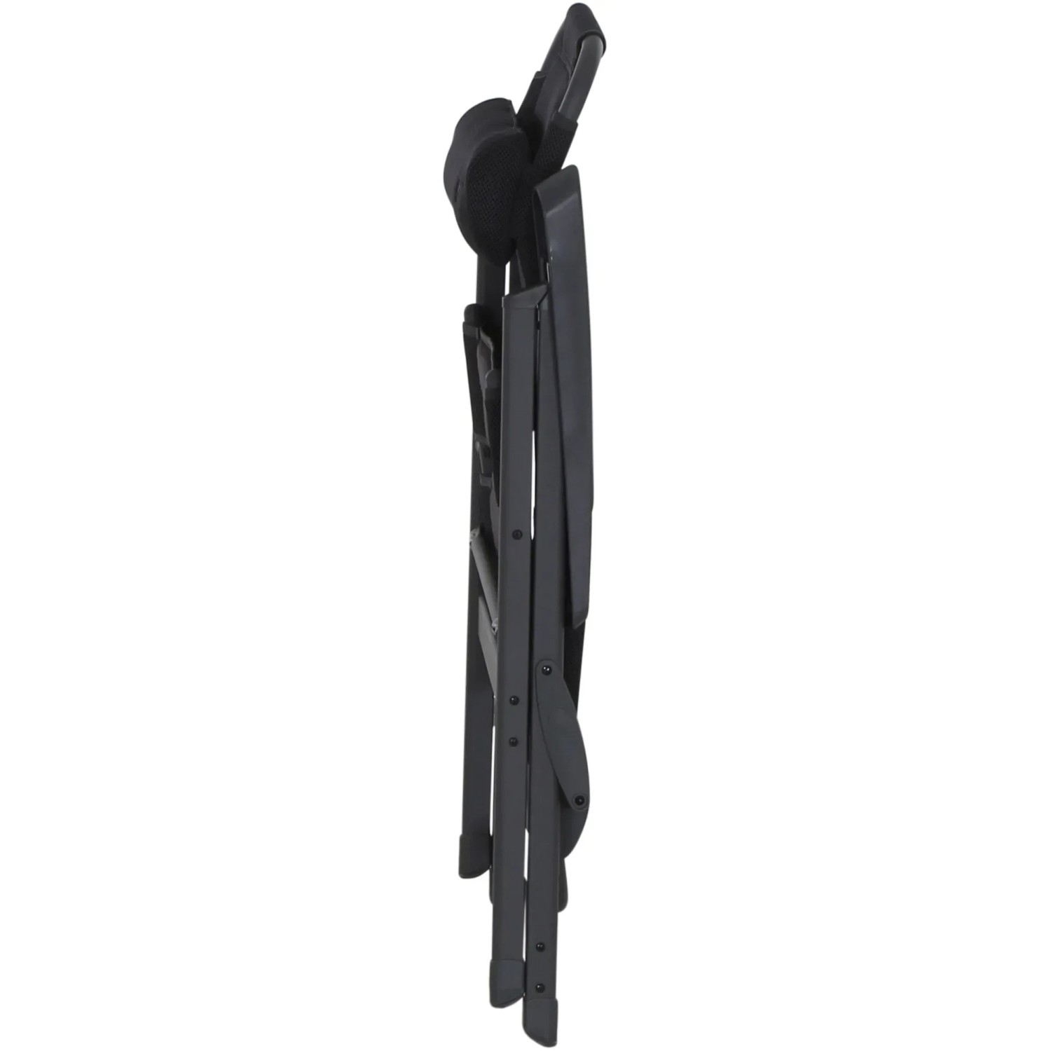 Zusammengeklappter, anthrazitfarbener Siena Garden Campingsessel Premium.