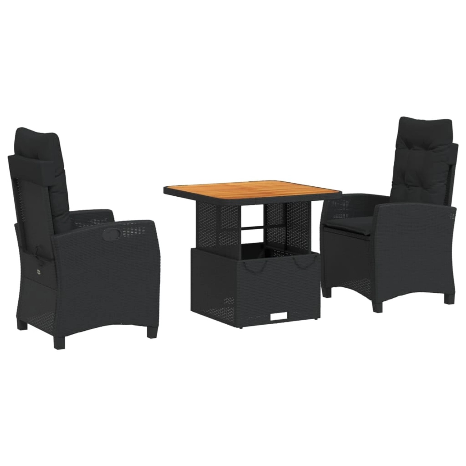 vidaXL 3-Tlg Garten-Essgruppe mit Kissen Schwarz Poly Rattan 3277385 günstig online kaufen