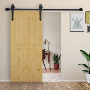 HOMCOM Schiebetür-Beschlagset aus Stahl, 200 cm, schwarz, für moderne Raumgestaltung.