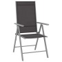 Silbernes 3-tlg. vidaXL Bistro-Set aus Aluminium und Textilene. Gartenmöbel mit Tisch und Stühlen.