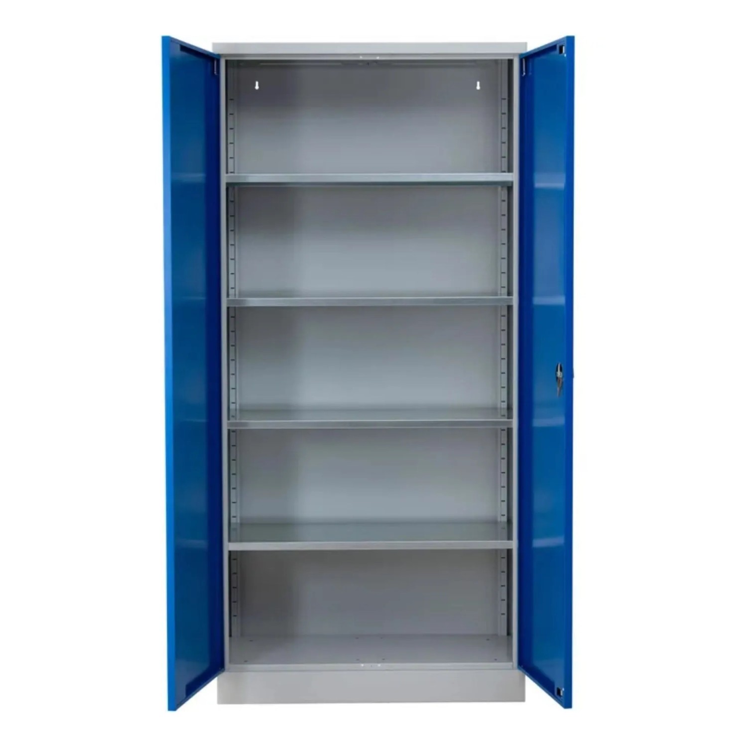 PROREGAL Stahlschrank Bee 8 Fachböden HxBxT 195 x 92 x 60 cm Verzinktes & Verstärktes Fachbodenmaterial Grau & Blau