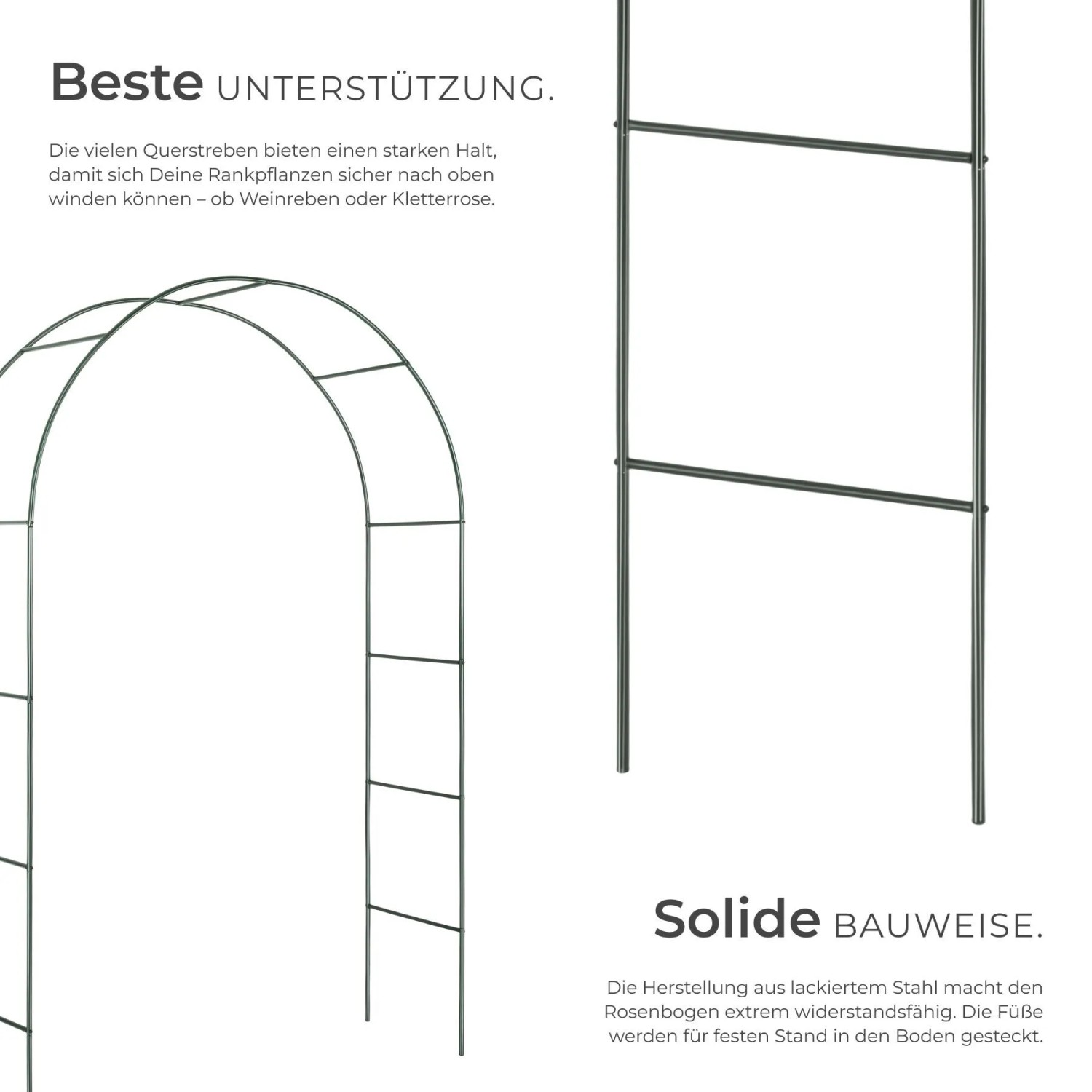 Tectake 4Er Set Rosenbogen Aus Stahl Wetterfest 140 x 40 x 240 cm Grün_3