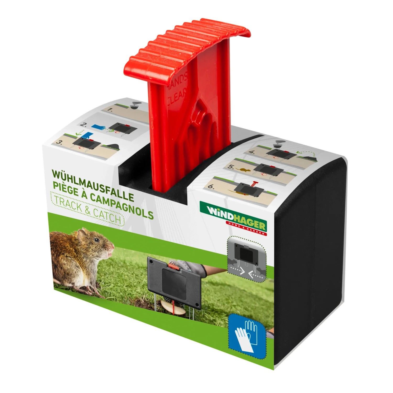 Windhager Wühlmausfalle Track & Catch: effektive Falle zur Bekämpfung von Wühlmäusen im Garten.