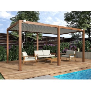 Vente-unique Selbsttragende Pergola Amalfi Naturfarben Dunkel 500 cm