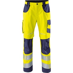 Kübler Workwear Arbeitshose Reflectiq in Warngelb/Dunkelblau mit Reflexstreifen, Größe 56.