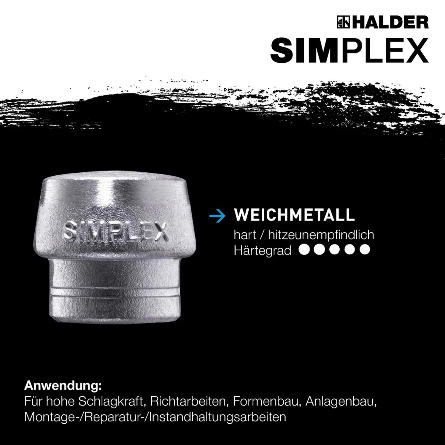 Silberner Halder Simplex Weichmetall-Einsatz für Schonhammer. Hart, hitzeunempfindlich, Ø 50 mm.