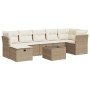 Beige 8-tlg. Garten-Sofagarnitur aus Polyrattan mit Kissen und Tisch. Gartenmöbel-Set für Terrasse und Garten.