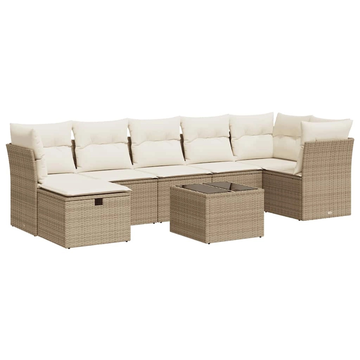 vidaXL 8-Tlg Garten-Sofagarnitur mit Kissen Beige Poly Rattan 3325314 günstig online kaufen