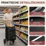 Schwarzer Sekey Einkaufstrolley mit Kühlfach, Alurahmen, 50L Volumen und Rucksackfunktion im Supermarkt.