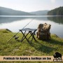 Schwarzer BigDean Camping Klapphocker am Seeufer mit Angelrute und Rucksack. Perfekt für Angeln & Outdoor-Ausflüge.
