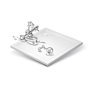 Baliv Duschwanne DW-90.110E, Acryl, Steinoptik, 90x90 cm, Weiß. Cartoon-Grafik.