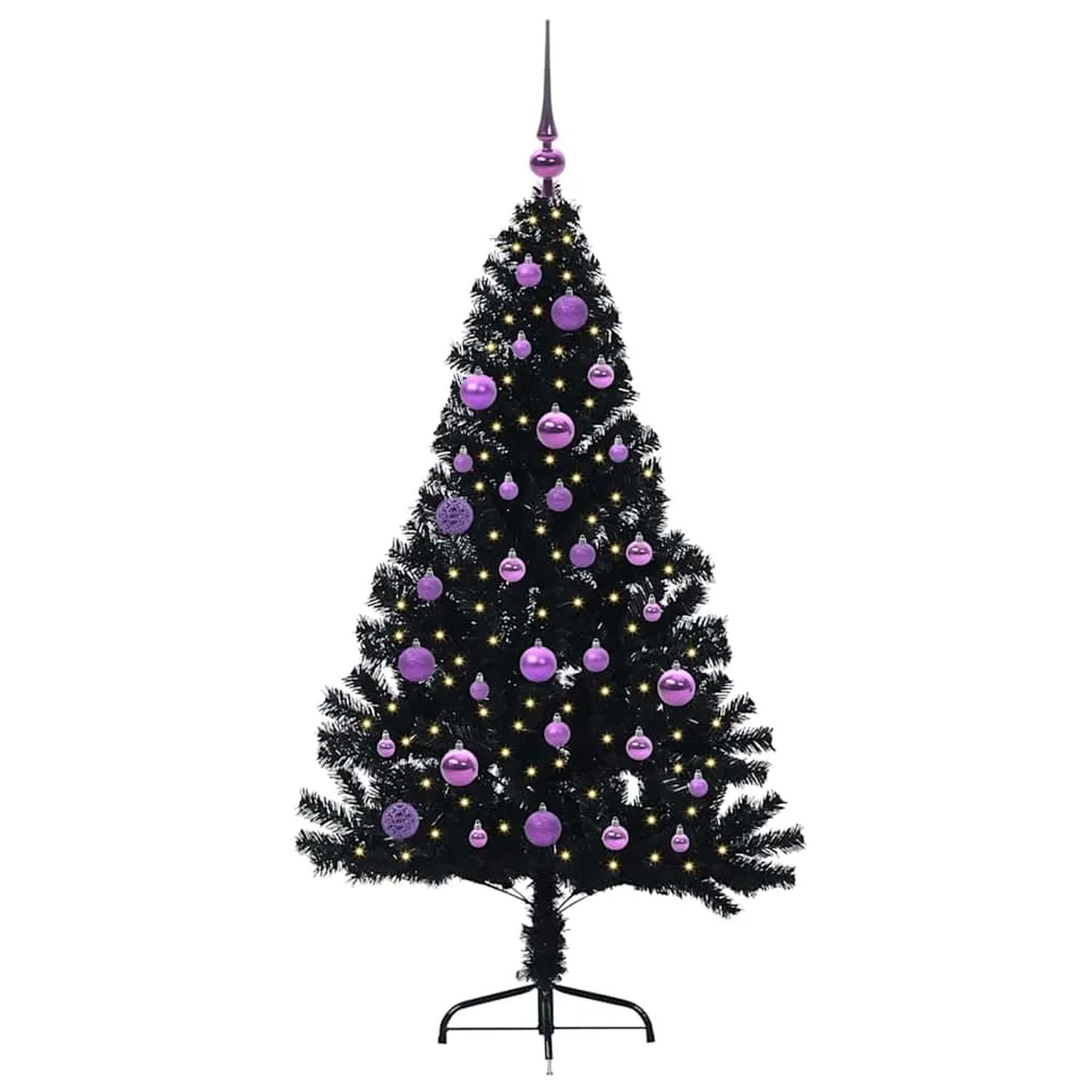 vidaXL Künstlicher Vorbeleuchteter Weihnachtsbaum Schwarz 150 cm PVC 3397134