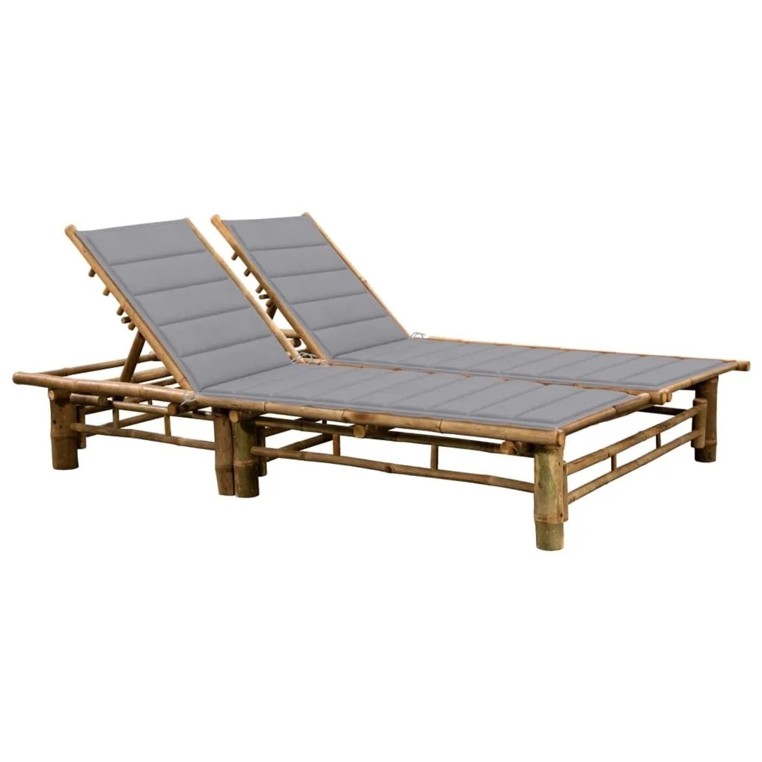 Furnicato Sonnenliege Gartenliege Bambus Grau 200 X 130 X 24 87 Cm