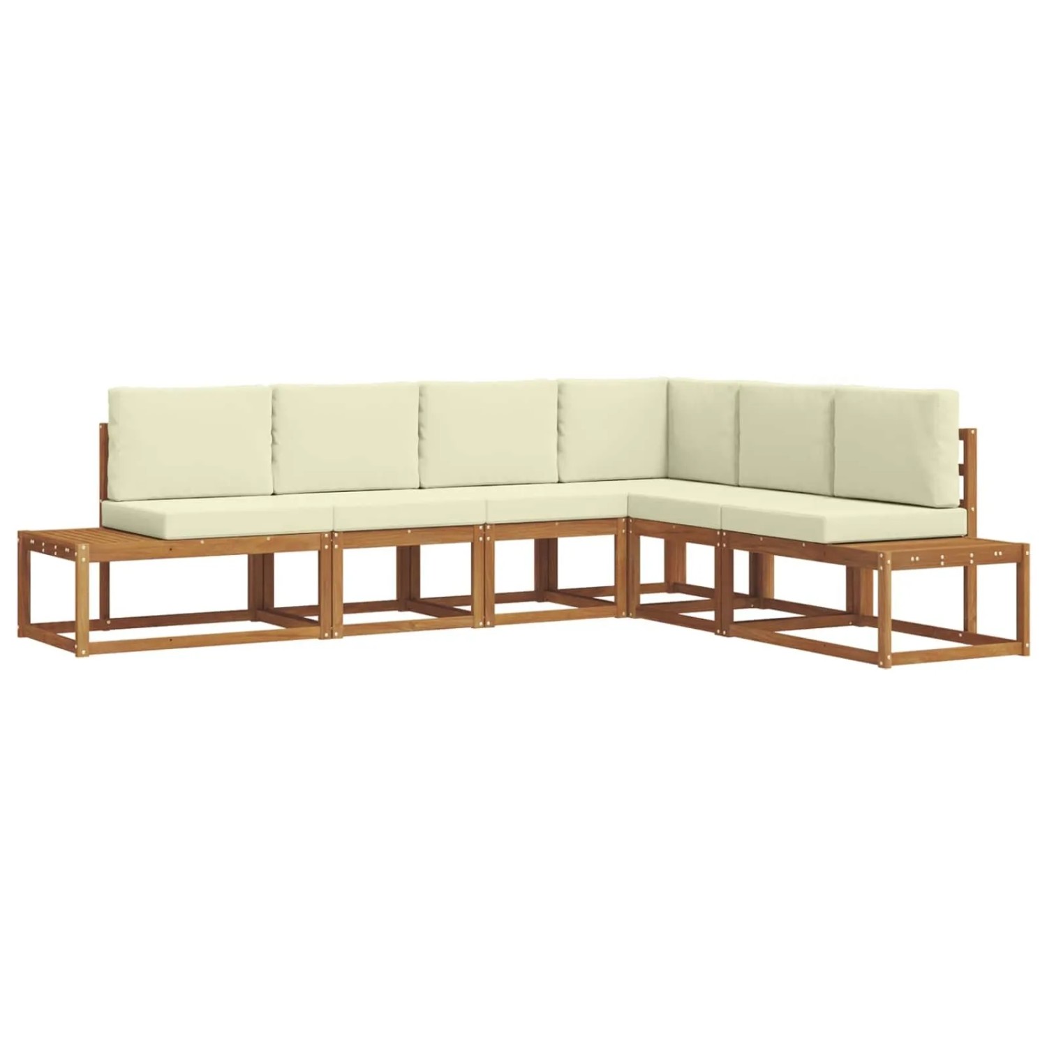vidaXL Outdoor-Sofagarnitur mit Kissen 6-Tlg Natur und Creme 3366958
