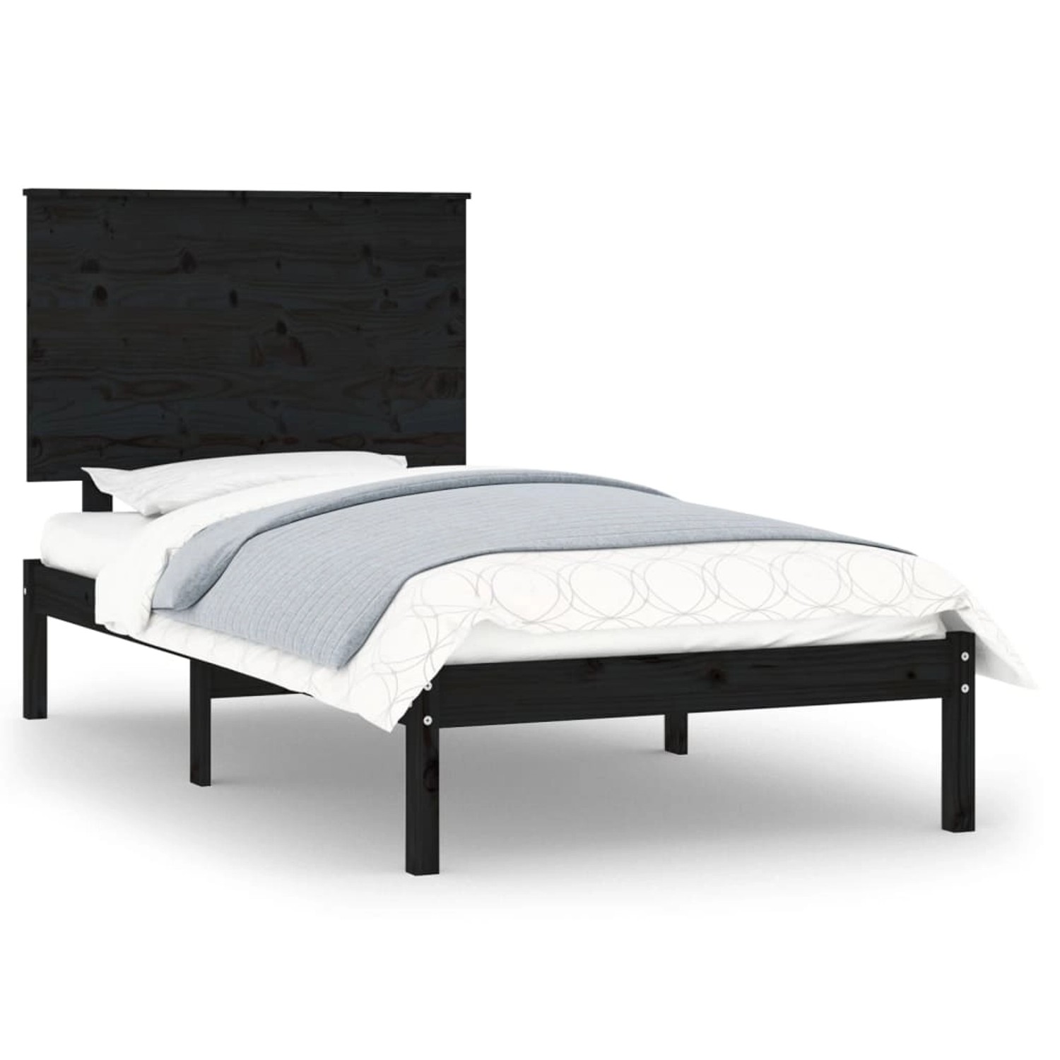 vidaXL Massivholzbett Schwarz 75x190 cm 2FT6 Small Single1157054 günstig online kaufen