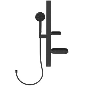 Ideal Standard Brausekombination, 2-Funktions-Handbrause, Schwarz Matt, mit Ablagen.