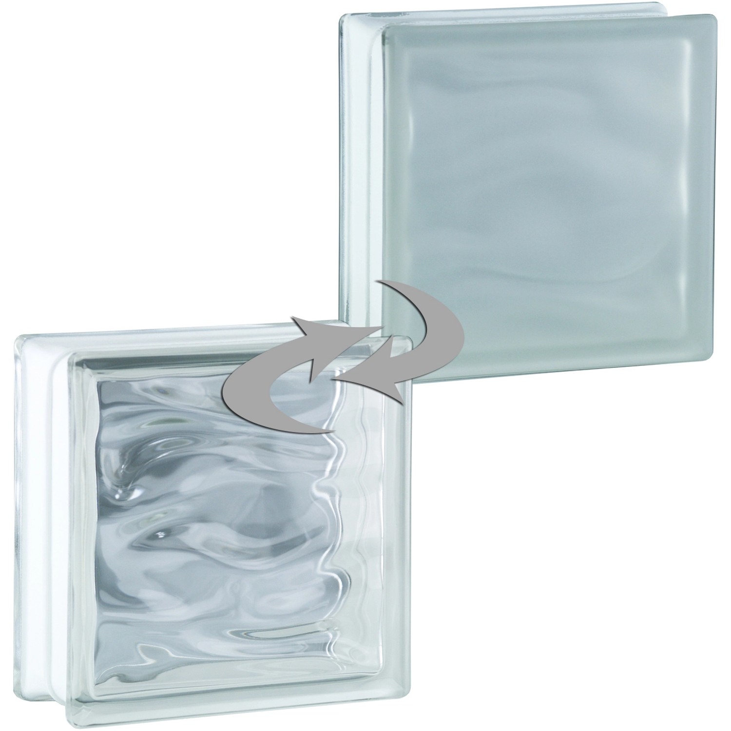 BM Glasstein Aqua Weiß 1-Seitig Satiniert 19 cm x 19 cm x 8 cm