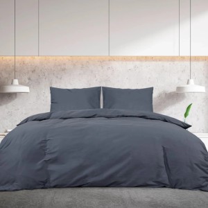 vidaXL Bettwäsche-Set Anthrazit 135x200 cm Baumwolle 136086