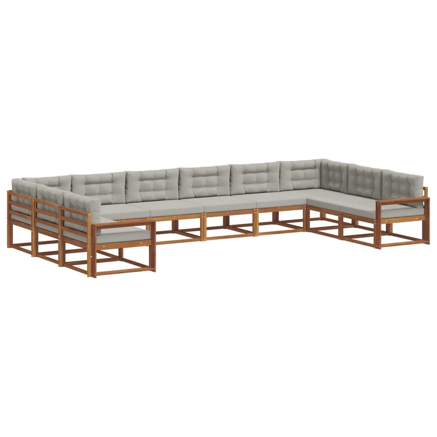 vidaXL Outdoor-Sofagarnitur mit Kissen 10-Tlg Natur und Hellgrau 3368244