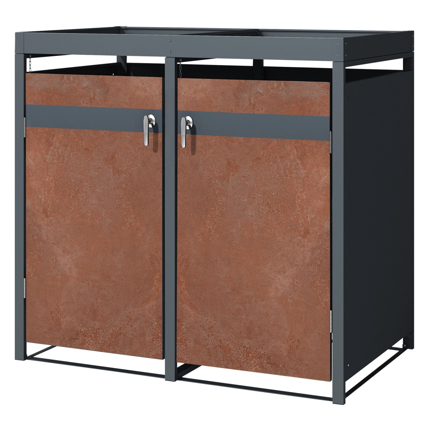 ML-Design Mülltonnenbox 2Er Pflanzdach 132x80x116,3cm Anthrazit-Rost günstig online kaufen