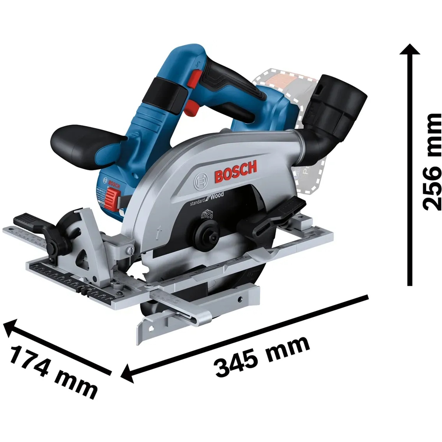 Bosch Professional Akku-Kreissäge GKS 18V-57-2 L Solo in L-Boxx, Handkreissäge mit Staubabsaugung.