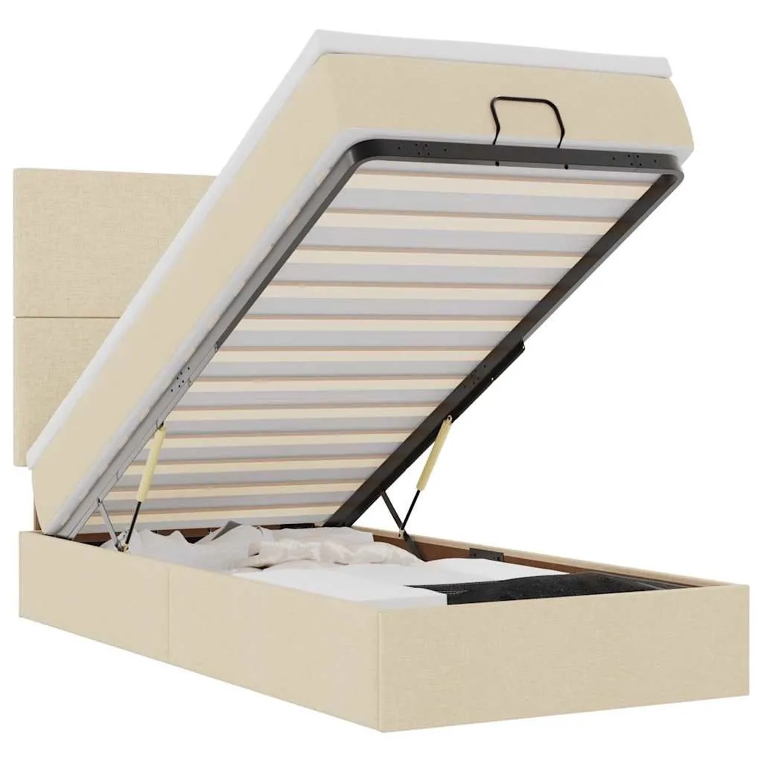 Thumbnail - vidaXL Ottoman-Bett mit Matratze Creme 90x190 cm Stoff 3313041