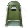 Olivgrünes vidaXL Duschzelt, aufgestellt, mit Reißverschluss-Eingang und Fenster. Ideal für Camping & Outdoor.