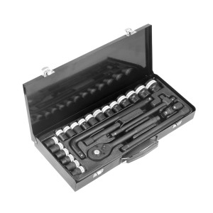 STAHLWERK Steckschlüssel-Satz, 24-teilig im Koffer. Werkzeug-Set mit Knarre, Verlängerung und Stecknüssen.