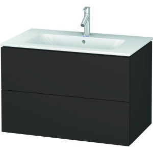 Duravit Waschbeckenunterschrank L-Cube, Graphit, 82 cm breit, mit zwei Schubladen.