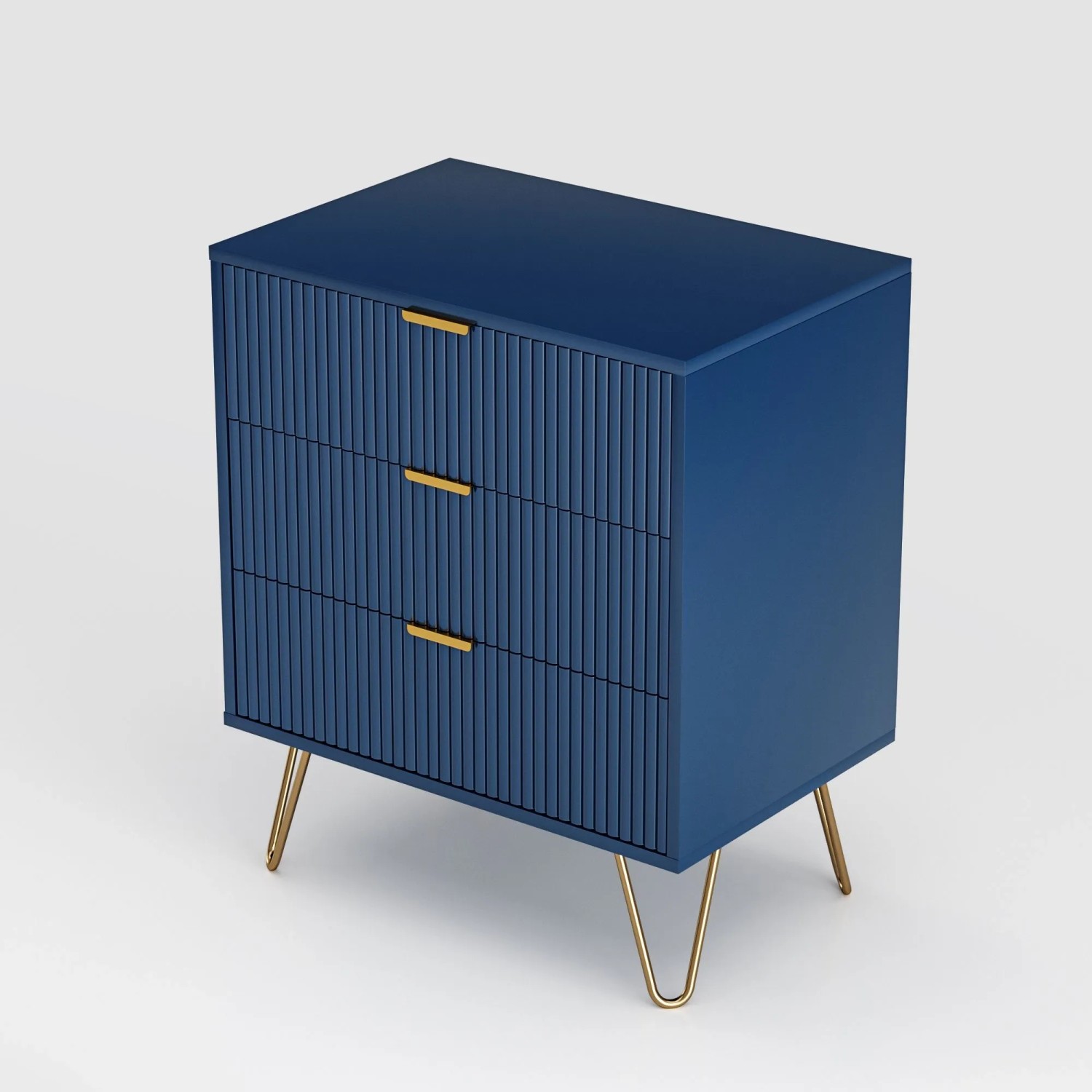 PXloue Nachttisch Sofatisch Wohnzimmertisch Nachtschrank mit 3 Schubladen 60x40x70cm Blau
