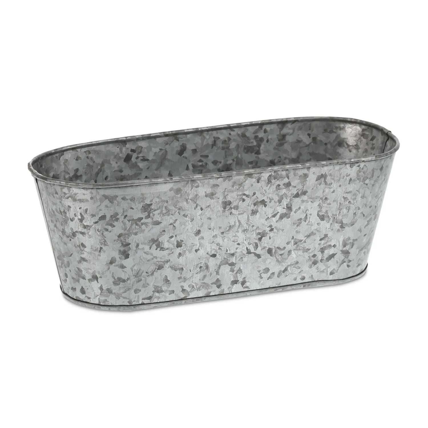 Relaxdays Zinkwanne Oval 6er Set Verzinktes Eisen Silber 11 cm x 30,5 cm x 13,5 cm