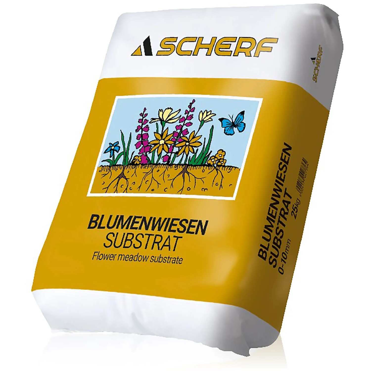 Sack Scherf Blumenwiesen-Substrat, braun, 25 kg, für nährstoffarme Blumenwiesen.