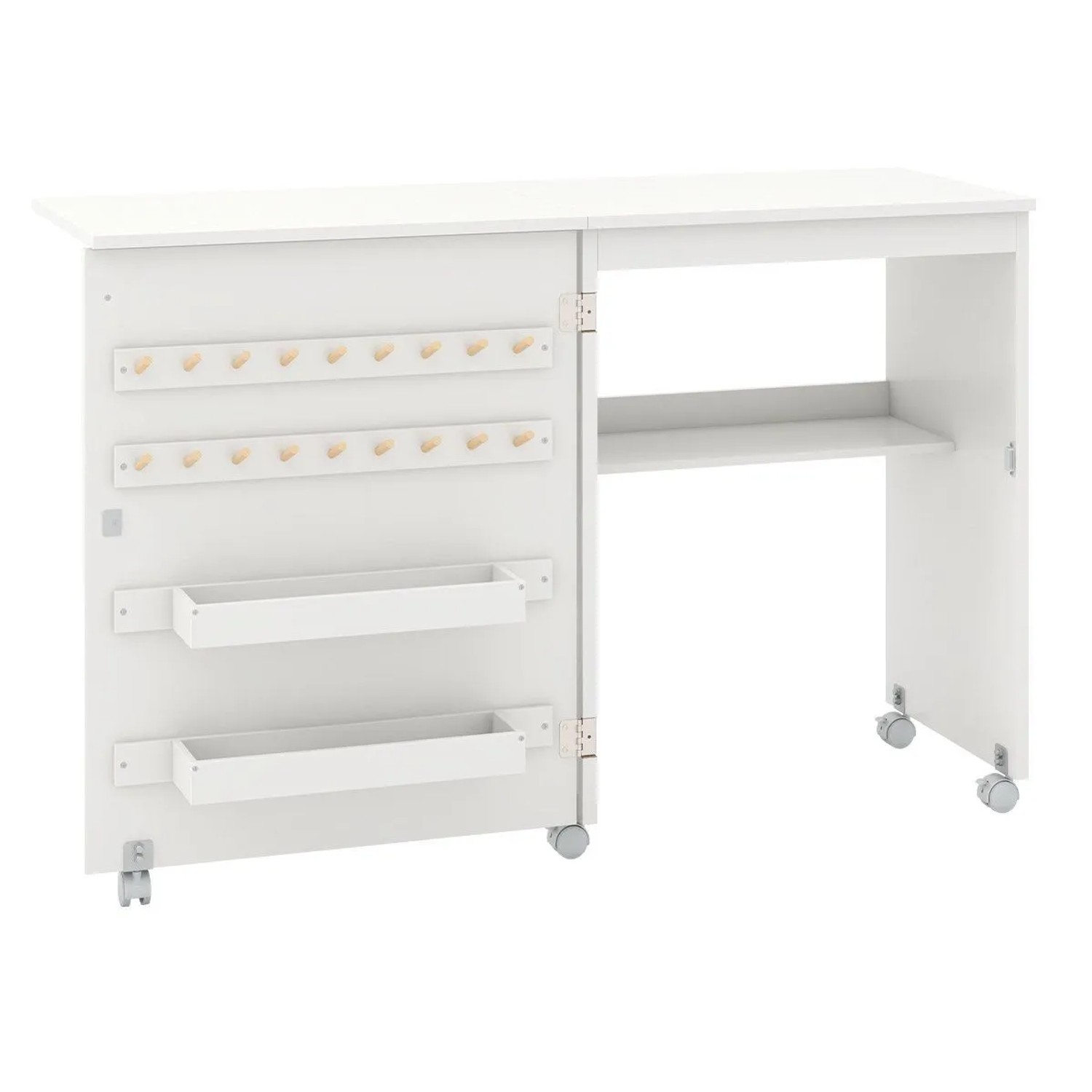 Costway 2 In 1 Nähschrank & Schreibtisch Klappbar Nähtisch Weiß