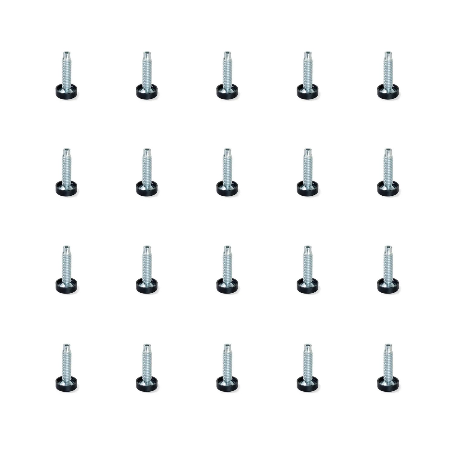 Emuca Lot von 20 Nivellierer für Möbel Innenverstellung M10 Durchmesser 23mm Höhe 46mm Stahl und Kunststoff