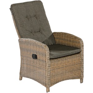 Merxx Gartensessel Atrani 2er-Set mit braunem Kunststoffgeflecht und Sitzkissen.