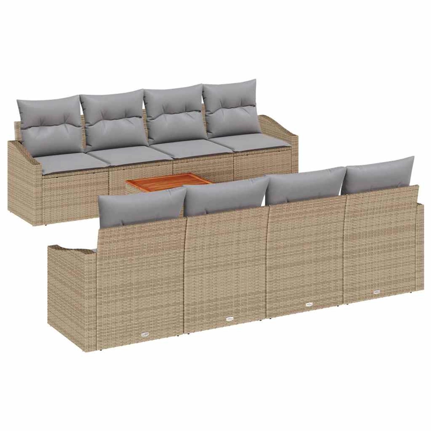 vidaXL Garten-Sofa-Set mit Kissen 9-Tlg Beige Poly Rattan 3347805 günstig online kaufen