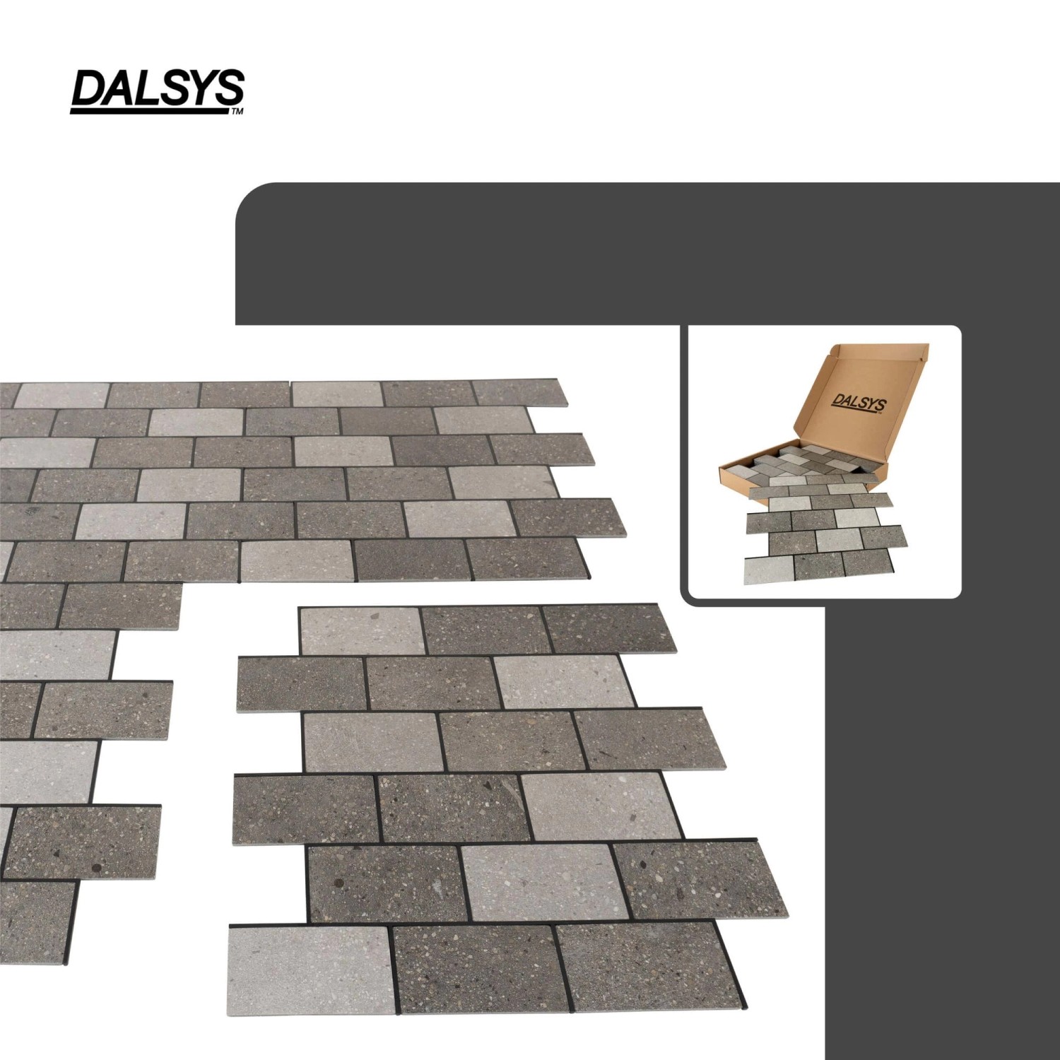 Dalsys Selbstklebende Fliesen 0,87m² 11 Stück Steinoptik Natur Grau Mix_3