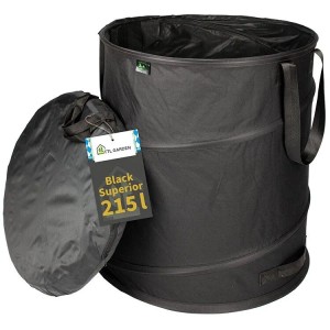 TTL GARDEN Pop Up Laubsack BLACK SUPERIOR 215 L 1er Set – Gartensack Schwarz 260 g/qm Selbststehend