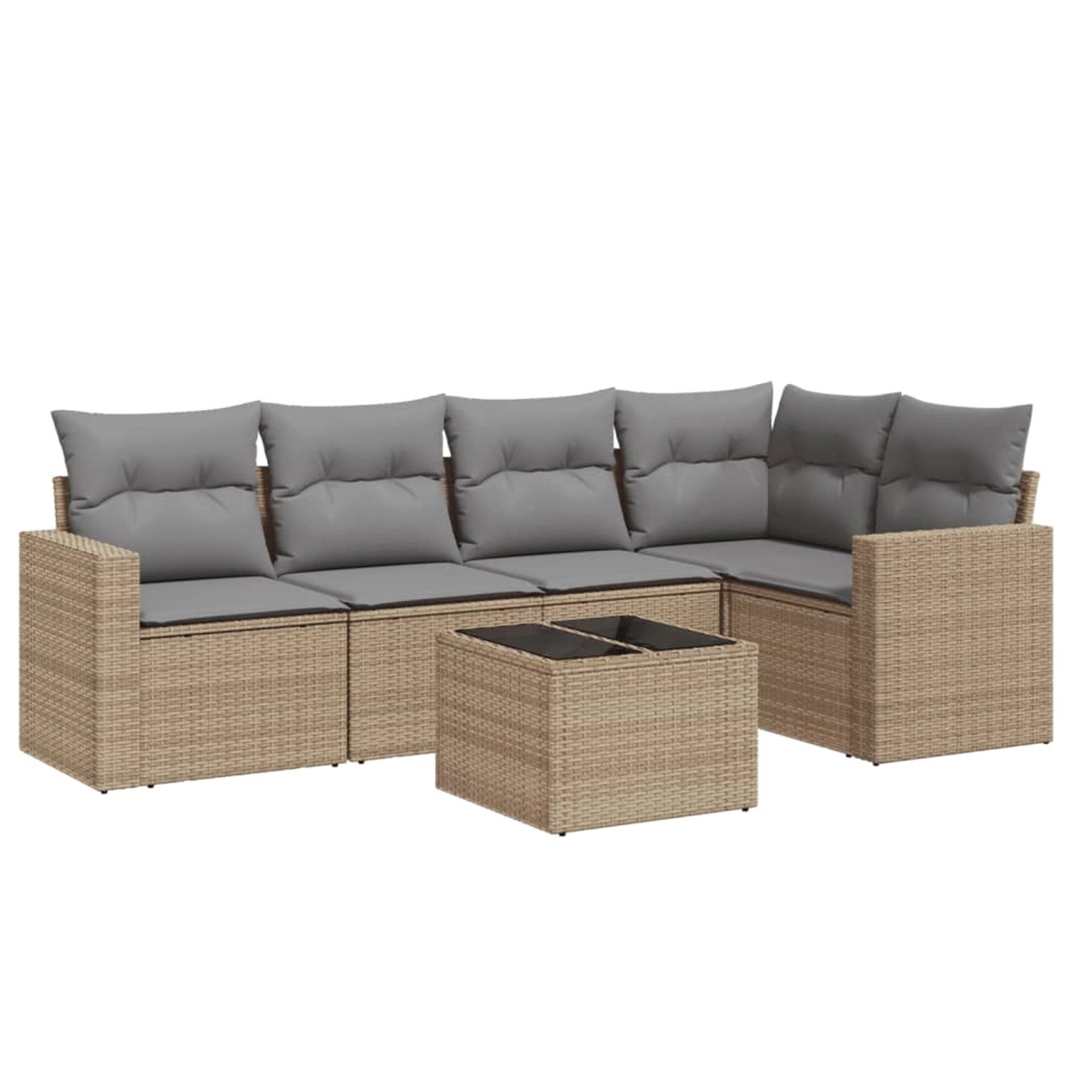 vidaXL 6-Tlg Garten-Sofagarnitur mit Kissen Beige Poly Rattan 3218929 günstig online kaufen