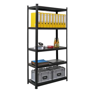 BERLINLODGE Wohnregal Ragnar, mattschwarz, 180x90x40cm, mit Ordnern und Boxen.